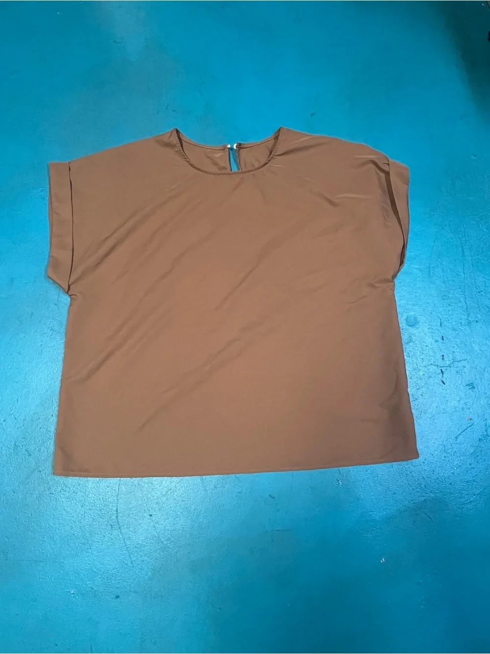 SHEIN Short Sleeve Boxy Top - Brown